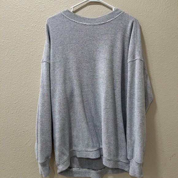 Gray Waffle Oversized Aerie Crewneck - Picture 1 of 3